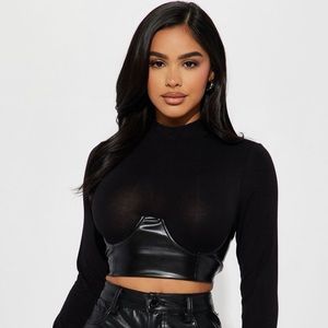 Corset like faux leather top